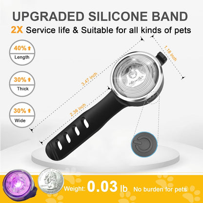 2-Pack Dog Lights for Night Walking, Upgraded 8 Modes Rechargeable Dog Collar Lights for Nighttime Clip On, IPX6 Waterproof and Silicone Band Safety Lights for Dog Collars