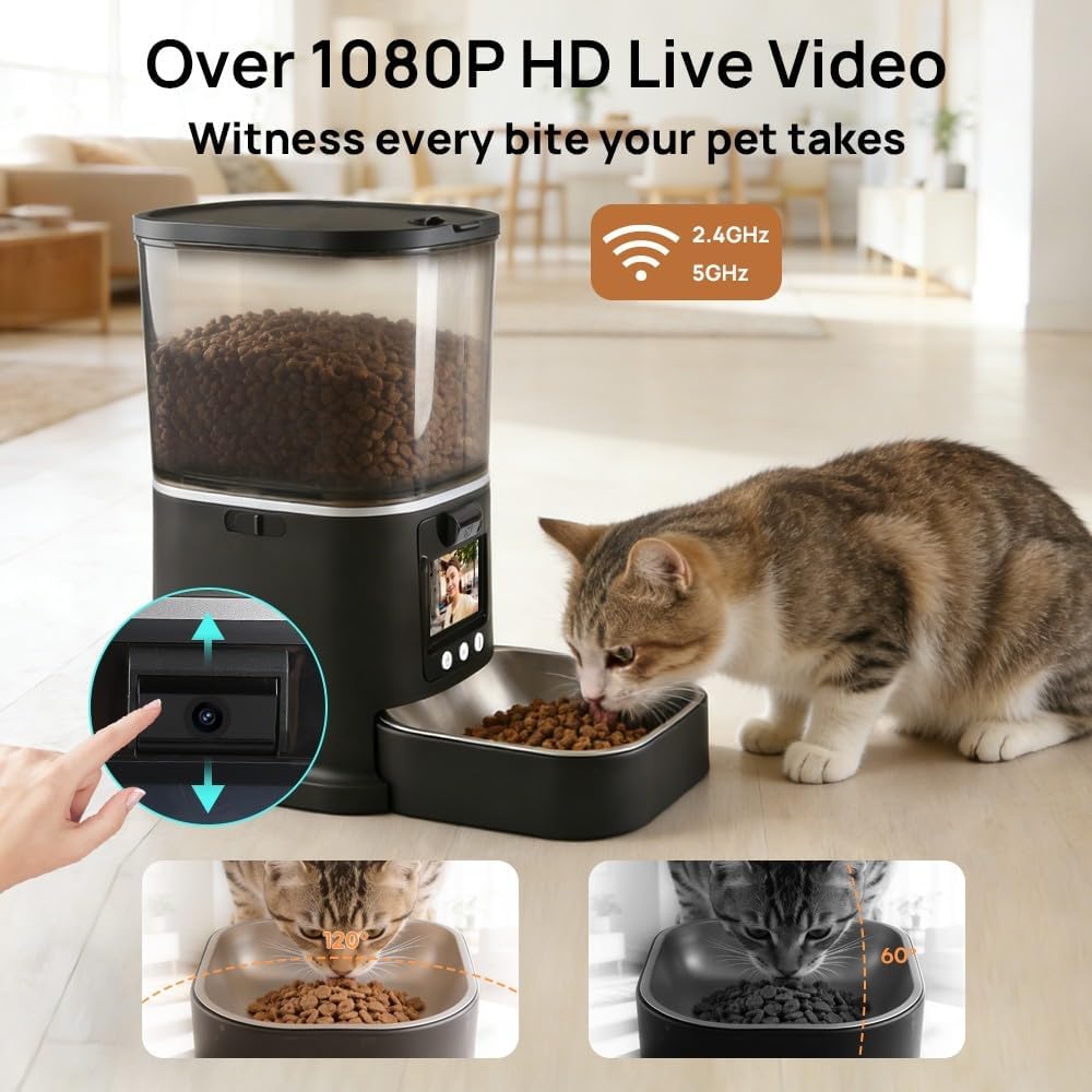 Automatic Cat Feeder with Camera Two-Way Video/Autio 5G WiFi, 5L