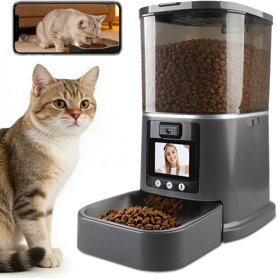 Automatic Cat Feeder with Camera Two-Way Video/Autio 5G WiFi, 5L