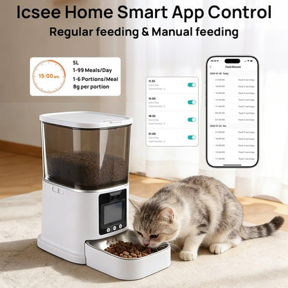 Automatic Cat Feeder with Camera Two-Way Video/Autio 5G WiFi, 5L