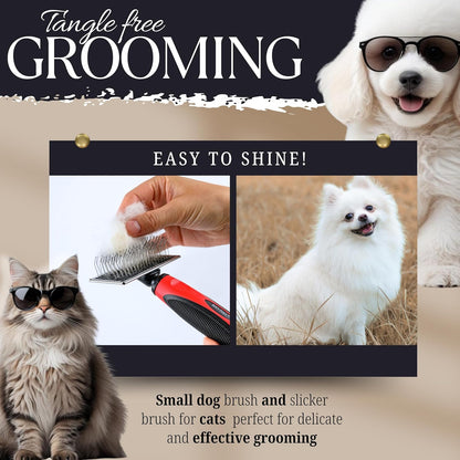 Dog Slicker Brush - Large - Protective Ball Tipped Pins Massages Pet Skin - Professional Groomer Dog Brush for Goldendoodle - Golden Retriever Brush (Large Size)