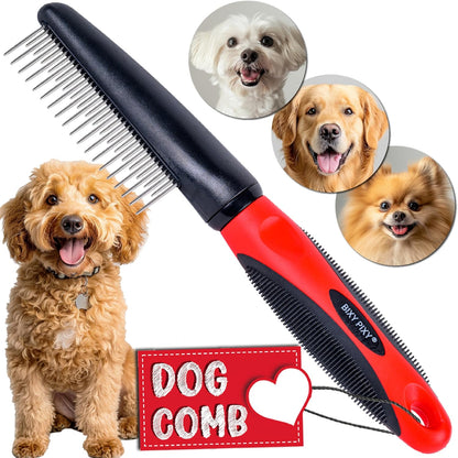 Dog Slicker Brush - Large - Protective Ball Tipped Pins Massages Pet Skin - Professional Groomer Dog Brush for Goldendoodle - Golden Retriever Brush (Large Size)
