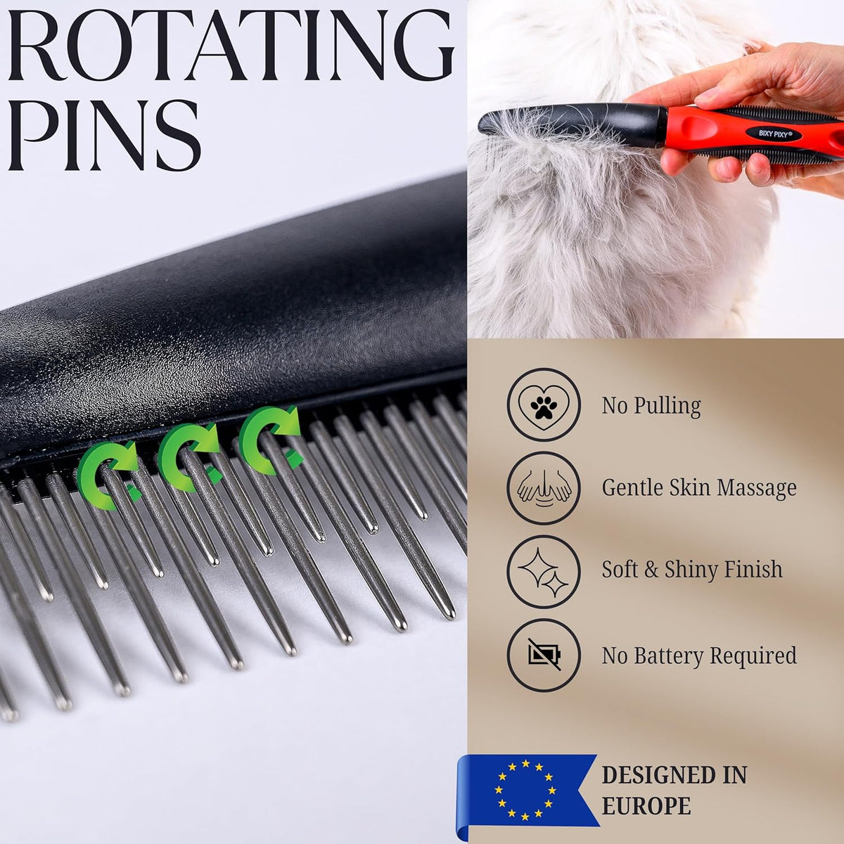 Dog Slicker Brush - Large - Protective Ball Tipped Pins Massages Pet Skin - Professional Groomer Dog Brush for Goldendoodle - Golden Retriever Brush (Large Size)