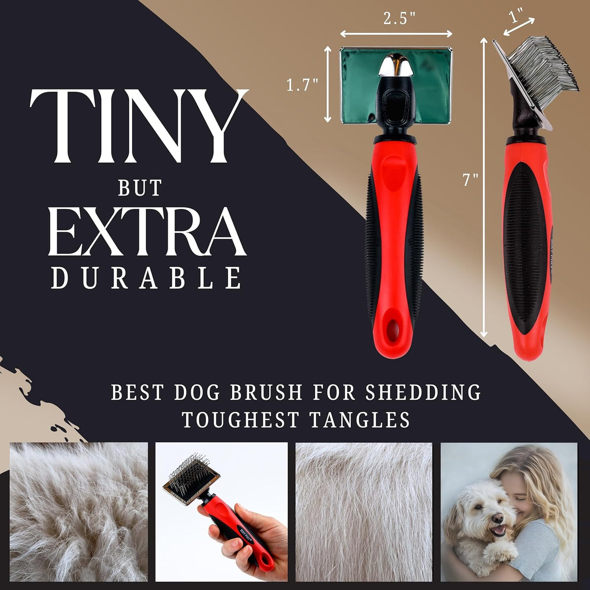 Dog Slicker Brush - Large - Protective Ball Tipped Pins Massages Pet Skin - Professional Groomer Dog Brush for Goldendoodle - Golden Retriever Brush (Large Size)
