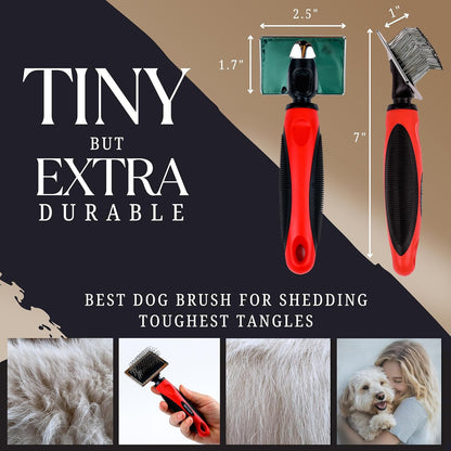 Dog Slicker Brush - Large - Protective Ball Tipped Pins Massages Pet Skin - Professional Groomer Dog Brush for Goldendoodle - Golden Retriever Brush (Large Size)
