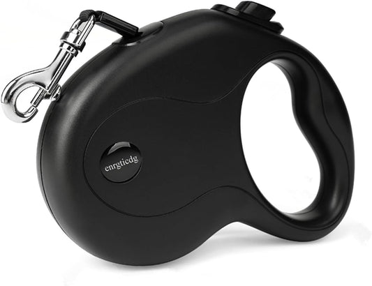 16Ft Retractable Dog Leash,Light Weight Leash for Small to Medium Dogs/Cats Up to 50lbs,Stainless Steel Spring Strong Nylon Tape, Tangle Free, One-Handed Brake.(Black)