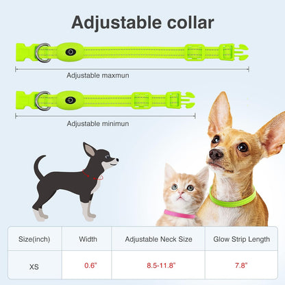Light up Dog Collars, USB Rechargeable LED Dog Collar, Adjustable LED Cat Collar, Durable Flashing Collar for Cats, Puppy, Small, Medium, Large Dogs (Green, XS)