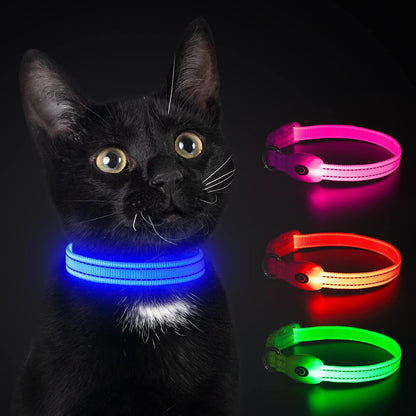 Light up Dog Collars, USB Rechargeable LED Dog Collar, Adjustable LED Cat Collar, Durable Flashing Collar for Cats, Puppy, Small, Medium, Large Dogs (Green, XS)