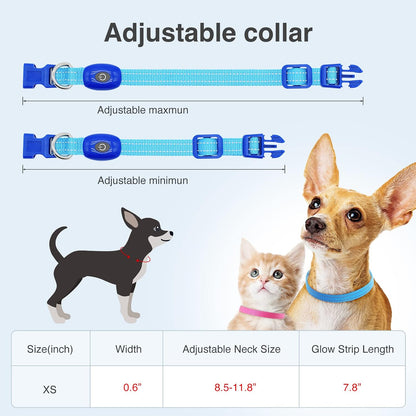 Light up Dog Collars, USB Rechargeable LED Dog Collar, Adjustable LED Cat Collar, Durable Flashing Collar for Cats, Puppy, Small, Medium, Large Dogs (Green, XS)