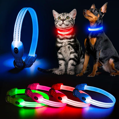 Light up Dog Collars, USB Rechargeable LED Dog Collar, Adjustable LED Cat Collar, Durable Flashing Collar for Cats, Puppy, Small, Medium, Large Dogs (Green, XS)