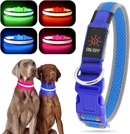Light up Dog Collars, USB Rechargeable LED Dog Collar, Adjustable LED Cat Collar, Durable Flashing Collar for Cats, Puppy, Small, Medium, Large Dogs (Green, XS)