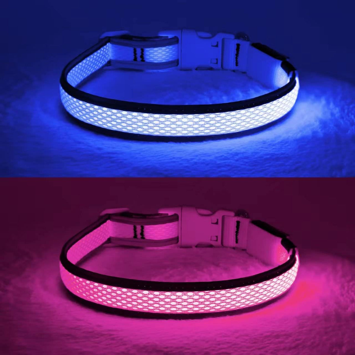 Light up Dog Collars, USB Rechargeable LED Dog Collar, Adjustable LED Cat Collar, Durable Flashing Collar for Cats, Puppy, Small, Medium, Large Dogs (Green, XS)