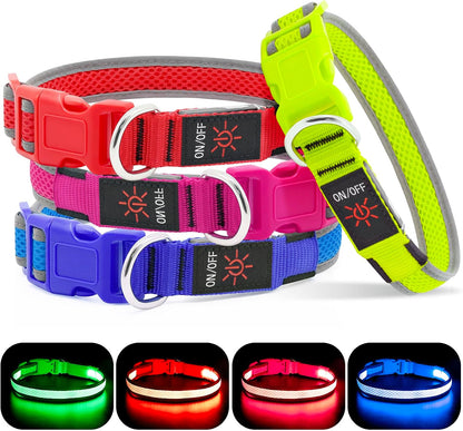 Light up Dog Collars, USB Rechargeable LED Dog Collar, Adjustable LED Cat Collar, Durable Flashing Collar for Cats, Puppy, Small, Medium, Large Dogs (Green, XS)