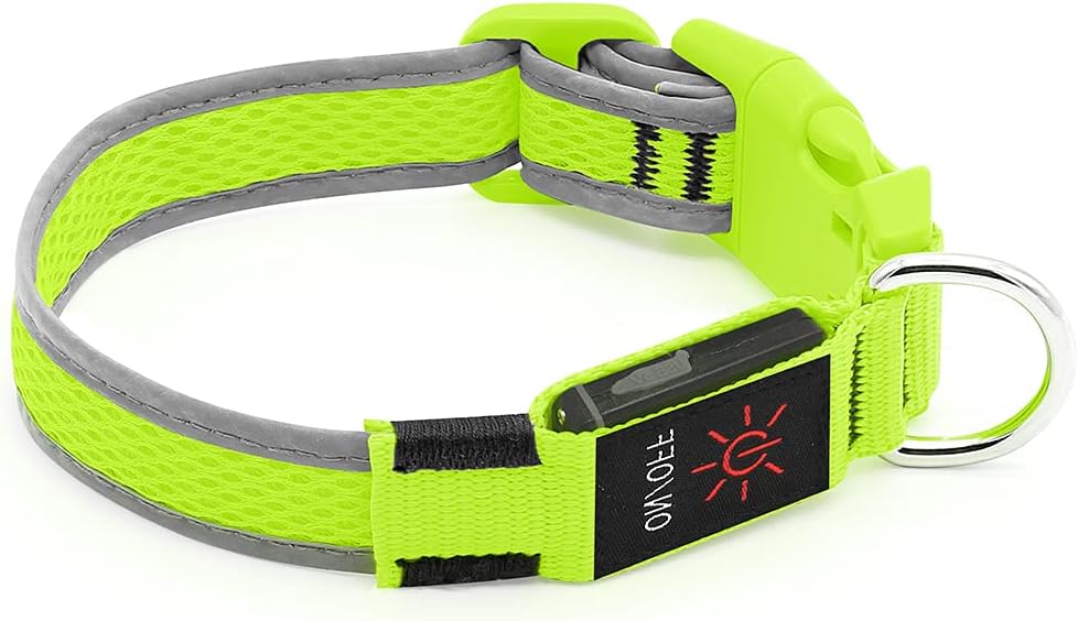 Light up Dog Collars, USB Rechargeable LED Dog Collar, Adjustable LED Cat Collar, Durable Flashing Collar for Cats, Puppy, Small, Medium, Large Dogs (Green, XS)