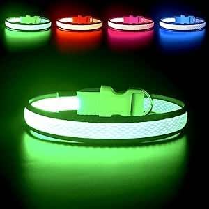 Light up Dog Collars, USB Rechargeable LED Dog Collar, Adjustable LED Cat Collar, Durable Flashing Collar for Cats, Puppy, Small, Medium, Large Dogs (Green, XS)