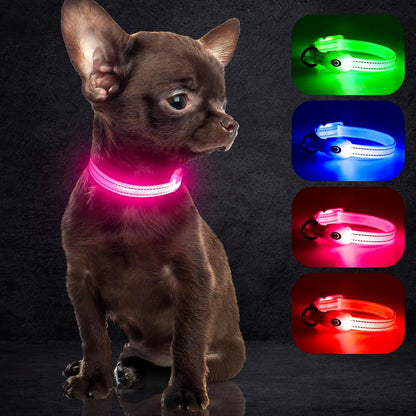 Light up Dog Collars, USB Rechargeable LED Dog Collar, Adjustable LED Cat Collar, Durable Flashing Collar for Cats, Puppy, Small, Medium, Large Dogs (Green, XS)