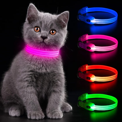 Light up Dog Collars, USB Rechargeable LED Dog Collar, Adjustable LED Cat Collar, Durable Flashing Collar for Cats, Puppy, Small, Medium, Large Dogs (Green, XS)