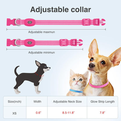 Light up Dog Collars, USB Rechargeable LED Dog Collar, Adjustable LED Cat Collar, Durable Flashing Collar for Cats, Puppy, Small, Medium, Large Dogs (Green, XS)
