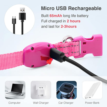 Light up Dog Collars, USB Rechargeable LED Dog Collar, Adjustable LED Cat Collar, Durable Flashing Collar for Cats, Puppy, Small, Medium, Large Dogs (Green, XS)