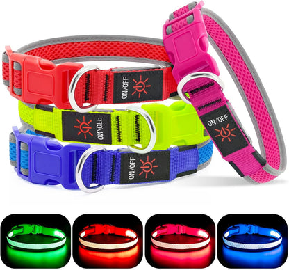 Light up Dog Collars, USB Rechargeable LED Dog Collar, Adjustable LED Cat Collar, Durable Flashing Collar for Cats, Puppy, Small, Medium, Large Dogs (Green, XS)