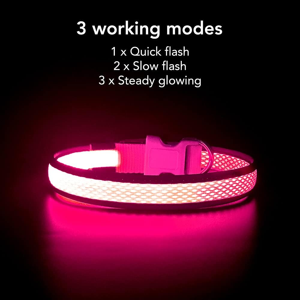 Light up Dog Collars, USB Rechargeable LED Dog Collar, Adjustable LED Cat Collar, Durable Flashing Collar for Cats, Puppy, Small, Medium, Large Dogs (Green, XS)
