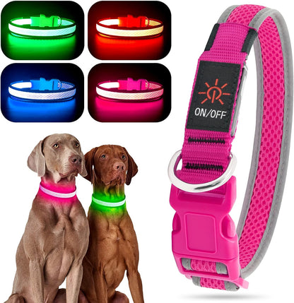 Light up Dog Collars, USB Rechargeable LED Dog Collar, Adjustable LED Cat Collar, Durable Flashing Collar for Cats, Puppy, Small, Medium, Large Dogs (Green, XS)