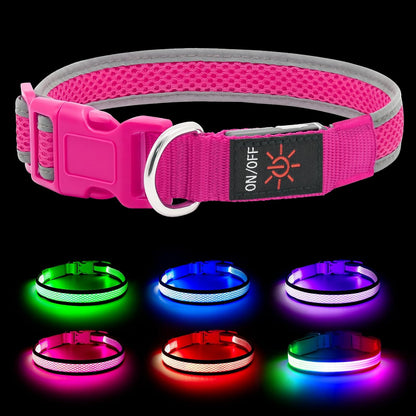 Light up Dog Collars, USB Rechargeable LED Dog Collar, Adjustable LED Cat Collar, Durable Flashing Collar for Cats, Puppy, Small, Medium, Large Dogs (Green, XS)