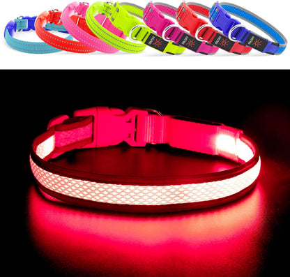 Light up Dog Collars, USB Rechargeable LED Dog Collar, Adjustable LED Cat Collar, Durable Flashing Collar for Cats, Puppy, Small, Medium, Large Dogs (Green, XS)