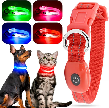 Light up Dog Collars, USB Rechargeable LED Dog Collar, Adjustable LED Cat Collar, Durable Flashing Collar for Cats, Puppy, Small, Medium, Large Dogs (Green, XS)
