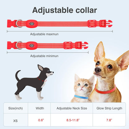 Light up Dog Collars, USB Rechargeable LED Dog Collar, Adjustable LED Cat Collar, Durable Flashing Collar for Cats, Puppy, Small, Medium, Large Dogs (Green, XS)