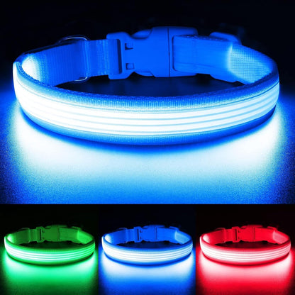 Light up Dog Collars, USB Rechargeable LED Dog Collar, Adjustable LED Cat Collar, Durable Flashing Collar for Cats, Puppy, Small, Medium, Large Dogs (Green, XS)