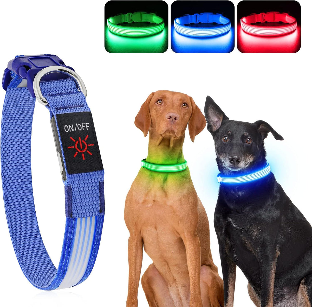 Light up Dog Collars, USB Rechargeable LED Dog Collar, Adjustable LED Cat Collar, Durable Flashing Collar for Cats, Puppy, Small, Medium, Large Dogs (Green, XS)