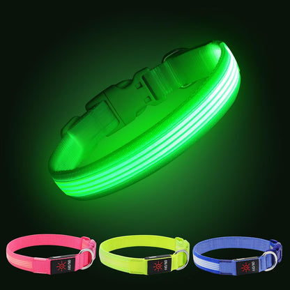 Light up Dog Collars, USB Rechargeable LED Dog Collar, Adjustable LED Cat Collar, Durable Flashing Collar for Cats, Puppy, Small, Medium, Large Dogs (Green, XS)