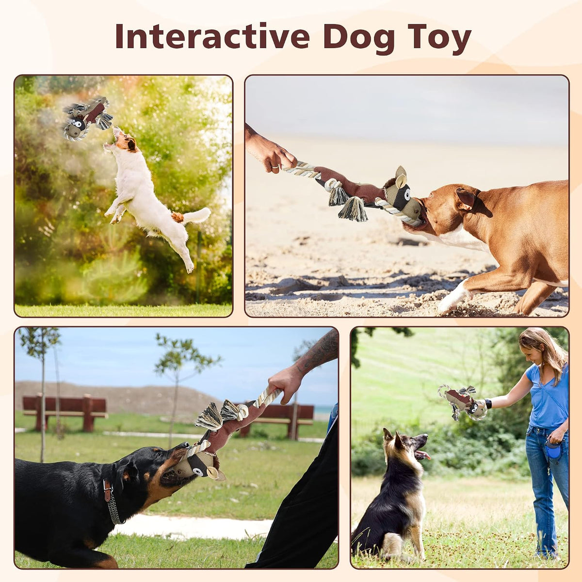 Dog Toys for Aggressive Chewers,Tough Indestructible Dog Toys,Squeaky Toys for Large Dogs,Durable Dog Chew Toys (Auburn)