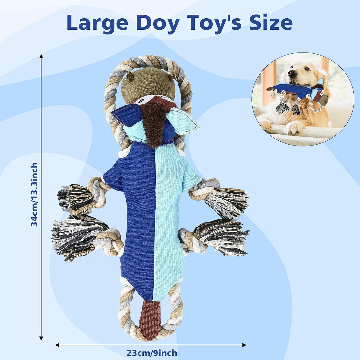 Dog Toys for Aggressive Chewers,Tough Indestructible Dog Toys,Squeaky Toys for Large Dogs,Durable Dog Chew Toys (Auburn)