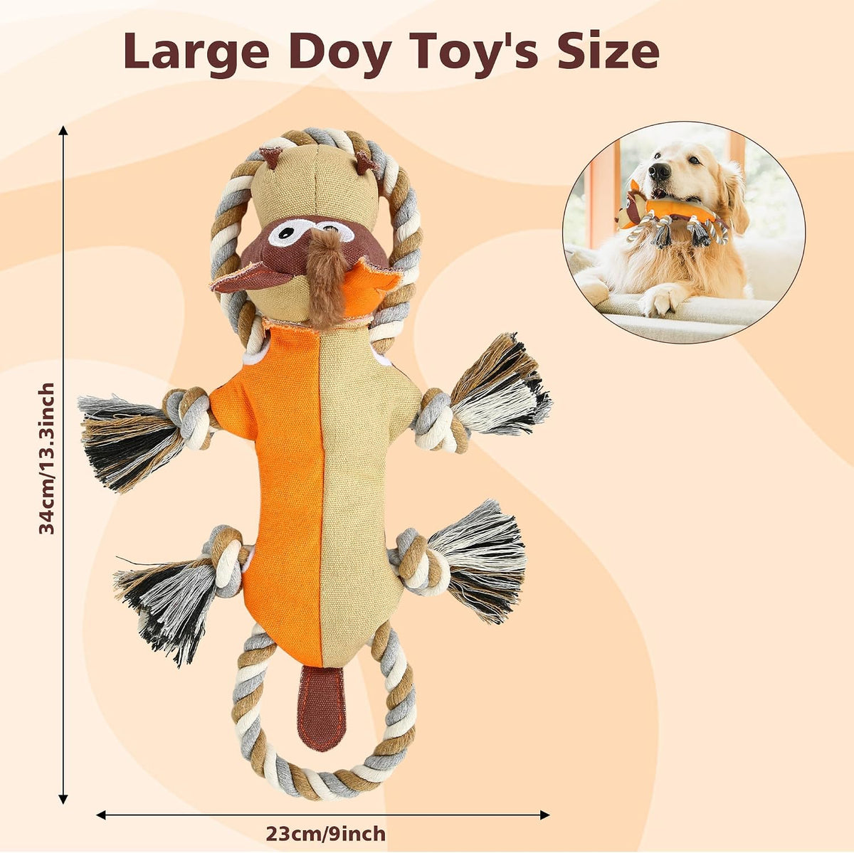 Dog Toys for Aggressive Chewers,Tough Indestructible Dog Toys,Squeaky Toys for Large Dogs,Durable Dog Chew Toys (Auburn)