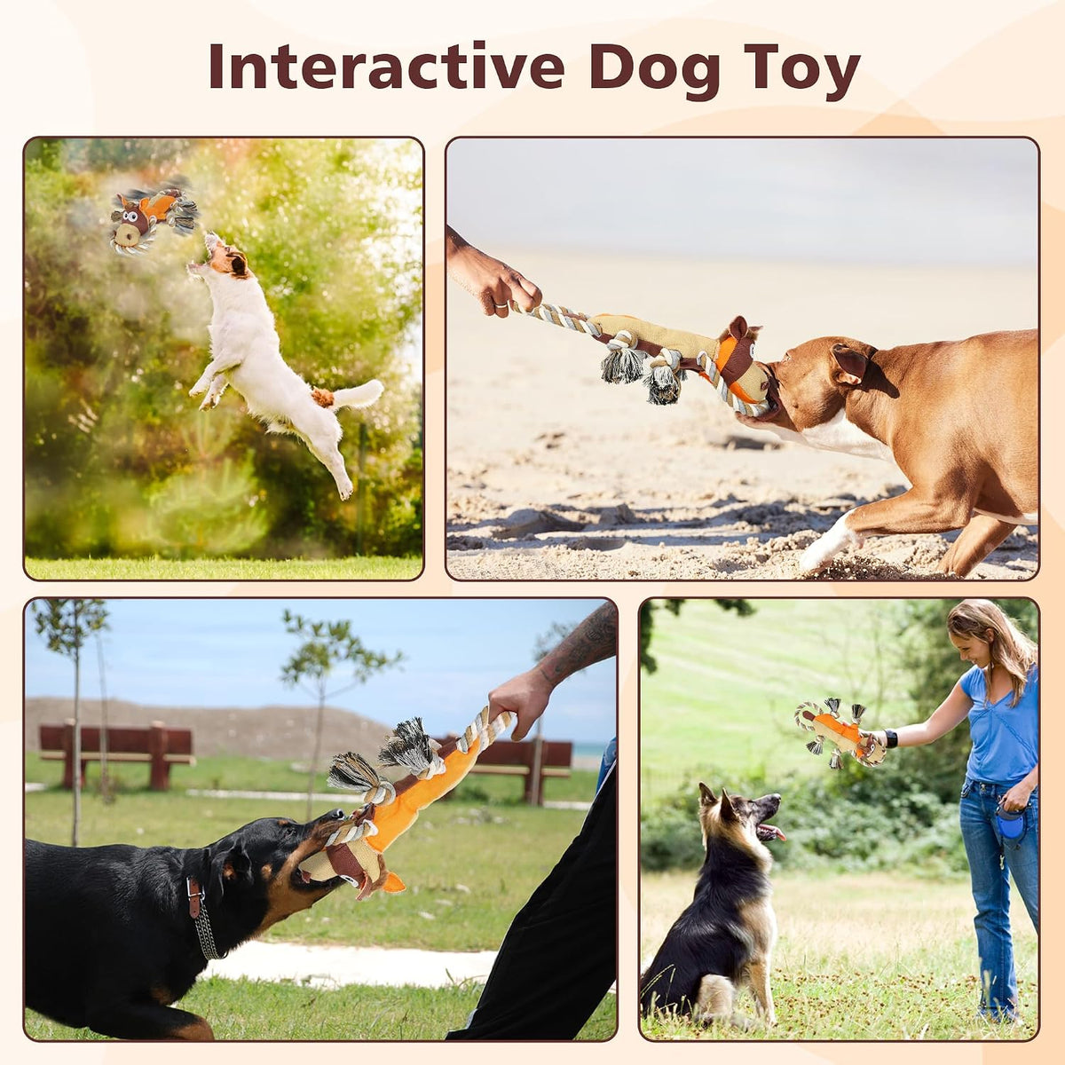 Dog Toys for Aggressive Chewers,Tough Indestructible Dog Toys,Squeaky Toys for Large Dogs,Durable Dog Chew Toys (Auburn)