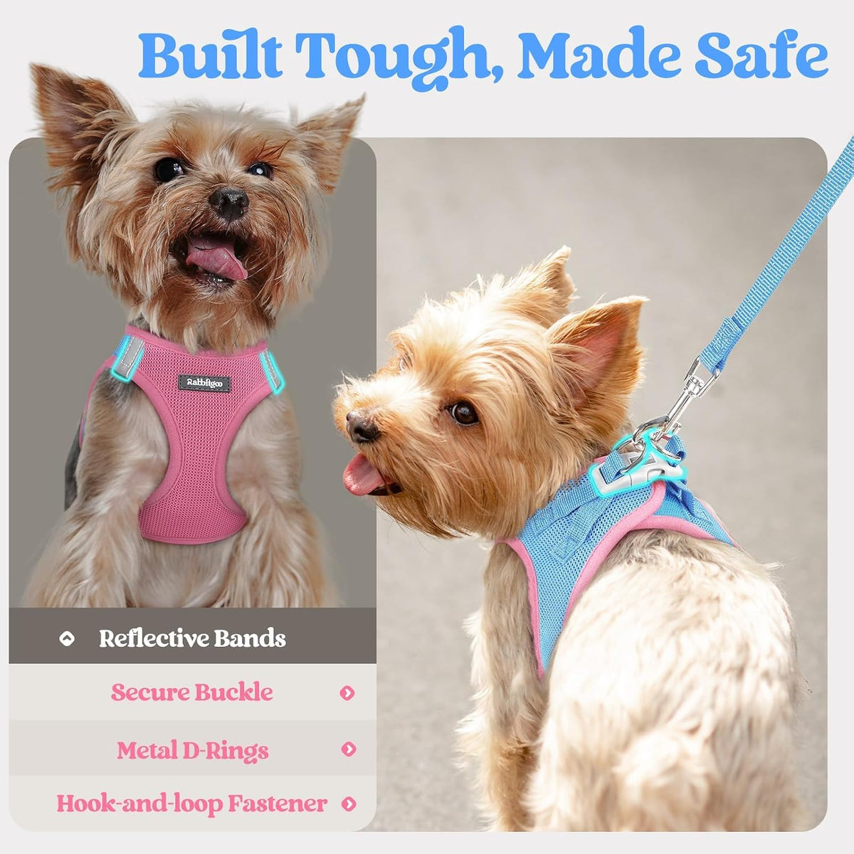 Dog Harness Small Sized and Leash Set, Step-in Puppy Pet Vest - Colors B