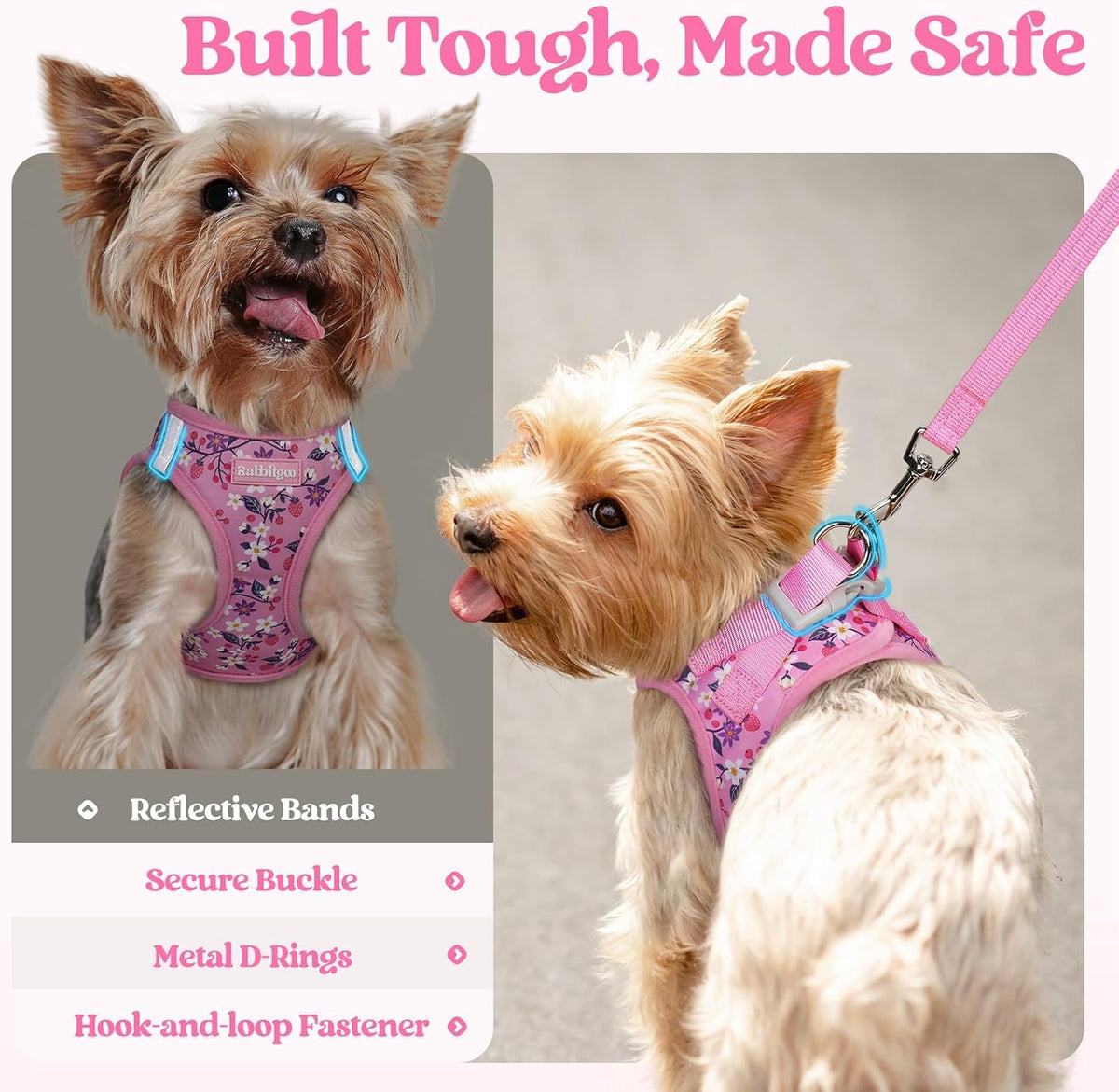 Dog Harness Small Sized and Leash Set, Step-in Puppy Pet Vest - Colors B