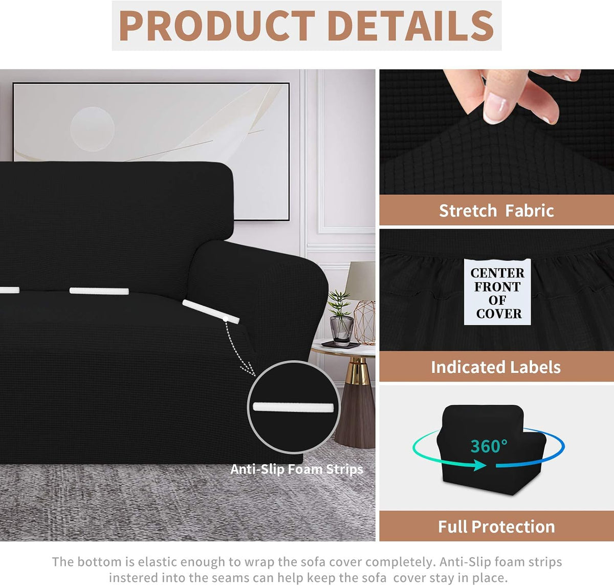 100% Waterproof Couch Cover, 3 Cushion Couch Slipcover for Sofa