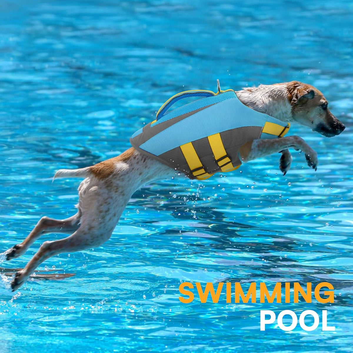 Dog Life Vest for Swimming Boating, Adjustable Medium Dog lifejacket with Durable Rescue Handle, Puppy Life Vest with Enhanced Buoyancy for Swimming Pool Beach Boating, Blue, M
