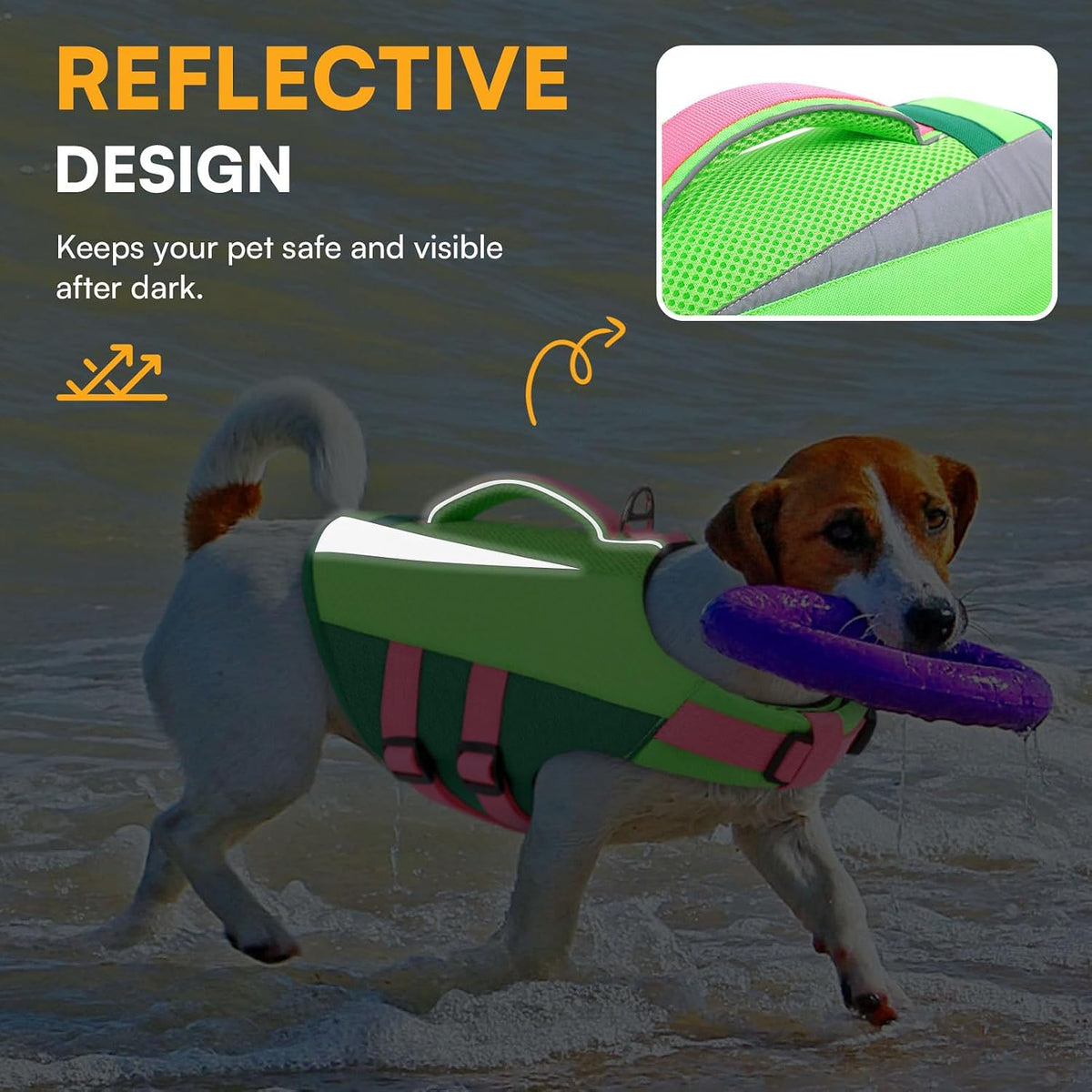 Dog Life Vest for Swimming Boating, Adjustable Medium Dog lifejacket with Durable Rescue Handle, Puppy Life Vest with Enhanced Buoyancy for Swimming Pool Beach Boating, Blue, M