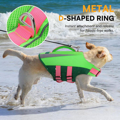 Dog Life Vest for Swimming Boating, Adjustable Medium Dog lifejacket with Durable Rescue Handle, Puppy Life Vest with Enhanced Buoyancy for Swimming Pool Beach Boating, Blue, M