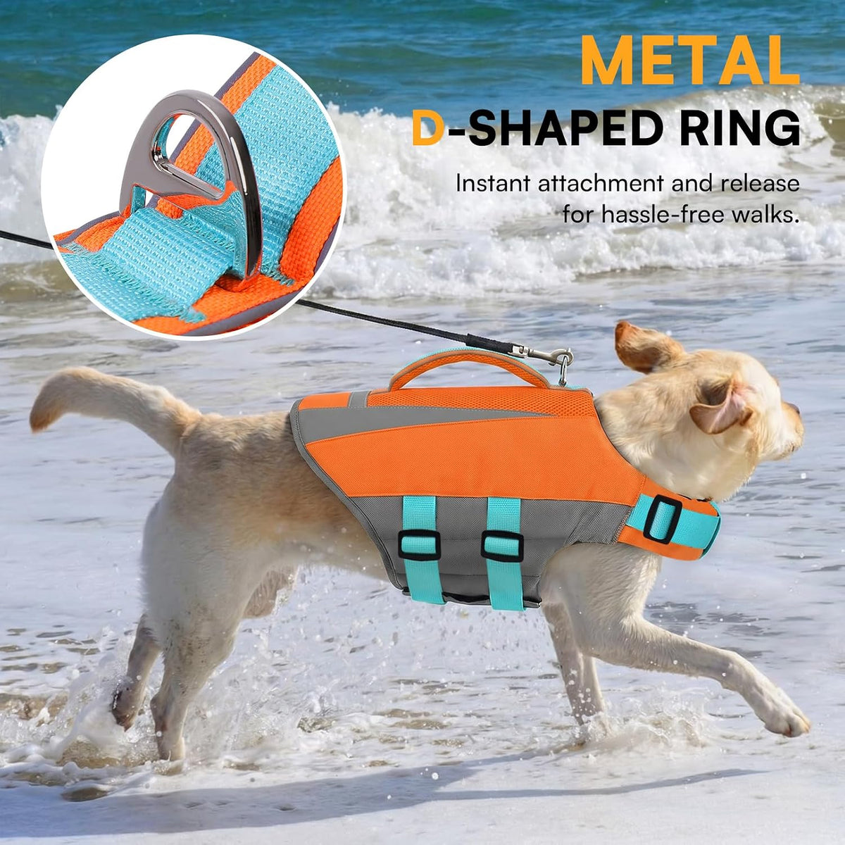 Dog Life Vest for Swimming Boating, Adjustable Medium Dog lifejacket with Durable Rescue Handle, Puppy Life Vest with Enhanced Buoyancy for Swimming Pool Beach Boating, Blue, M