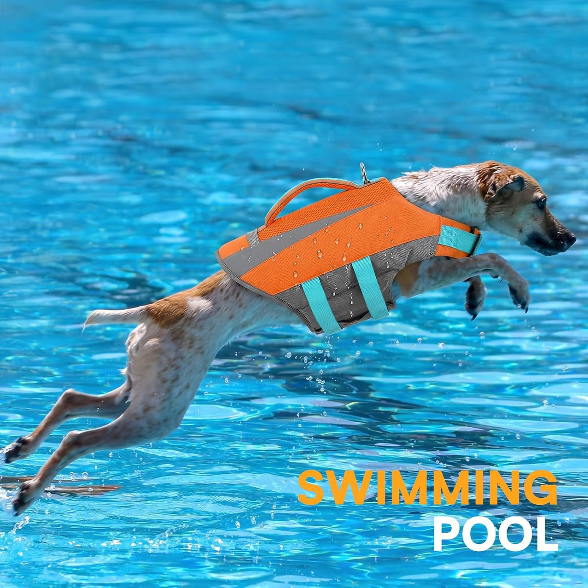 Dog Life Vest for Swimming Boating, Adjustable Medium Dog lifejacket with Durable Rescue Handle, Puppy Life Vest with Enhanced Buoyancy for Swimming Pool Beach Boating, Blue, M