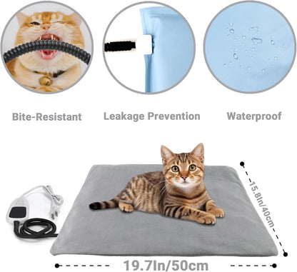 Pet Heating Pad for Cats Dogs with Temp Adjustable & Auto Power-Off