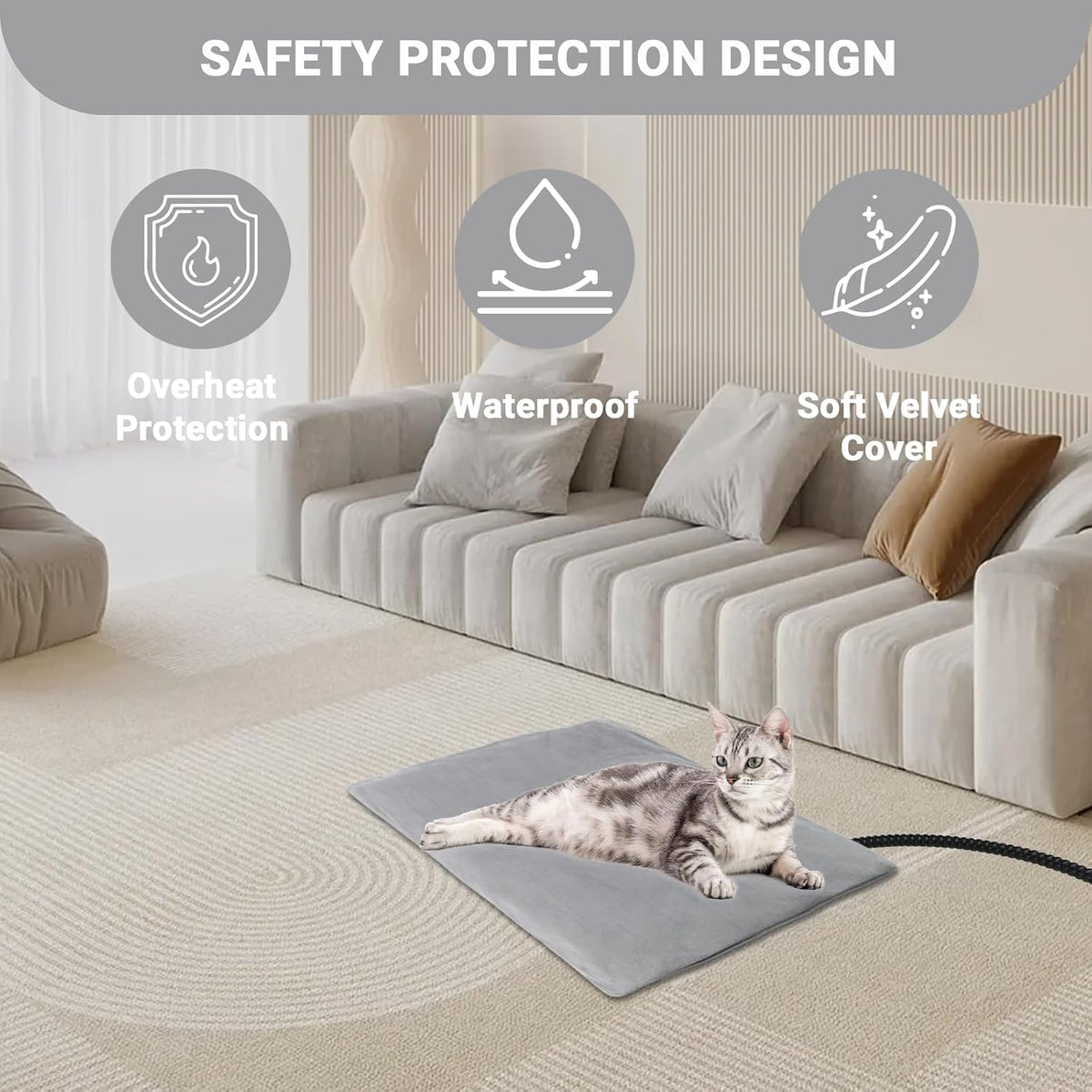 Pet Heating Pad for Cats Dogs with Temp Adjustable & Auto Power-Off
