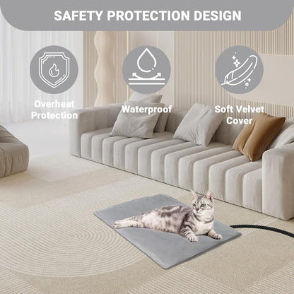 Pet Heating Pad for Cats Dogs with Temp Adjustable & Auto Power-Off