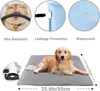 Pet Heating Pad for Cats Dogs with Temp Adjustable & Auto Power-Off