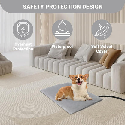 Pet Heating Pad for Cats Dogs with Temp Adjustable & Auto Power-Off